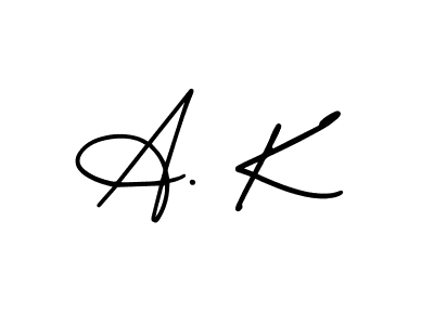 The best way (AmerikaSignatureDemo-Regular) to make a short signature is to pick only two or three words in your name. The name A. K include a total of six letters. For converting this name. A. K signature style 3 images and pictures png