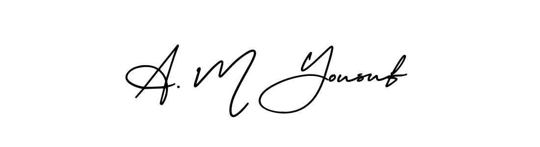 This is the best signature style for the A. M Yousuf name. Also you like these signature font (AmerikaSignatureDemo-Regular). Mix name signature. A. M Yousuf signature style 3 images and pictures png