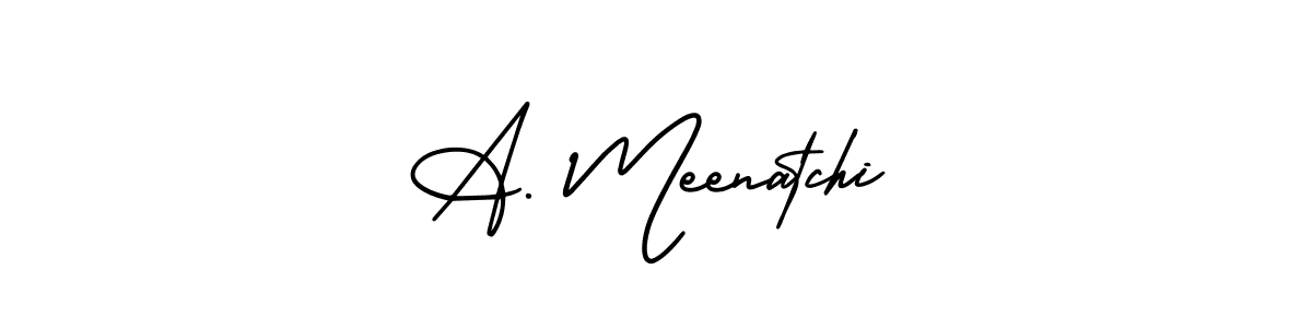 This is the best signature style for the A. Meenatchi name. Also you like these signature font (AmerikaSignatureDemo-Regular). Mix name signature. A. Meenatchi signature style 3 images and pictures png