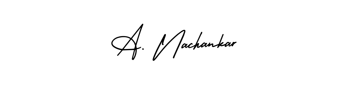 The best way (AmerikaSignatureDemo-Regular) to make a short signature is to pick only two or three words in your name. The name A. Nachankar include a total of six letters. For converting this name. A. Nachankar signature style 3 images and pictures png