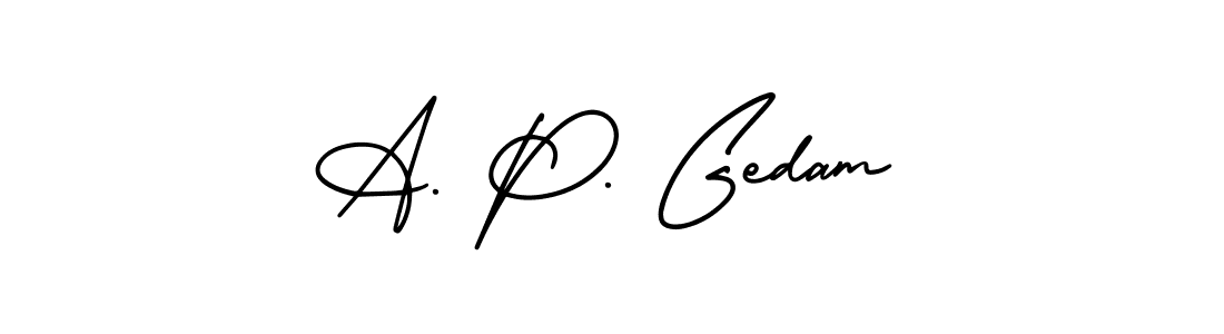 How to make A. P. Gedam name signature. Use AmerikaSignatureDemo-Regular style for creating short signs online. This is the latest handwritten sign. A. P. Gedam signature style 3 images and pictures png