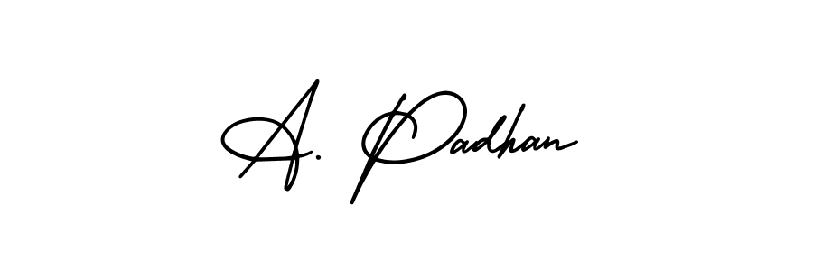 Similarly AmerikaSignatureDemo-Regular is the best handwritten signature design. Signature creator online .You can use it as an online autograph creator for name A. Padhan. A. Padhan signature style 3 images and pictures png