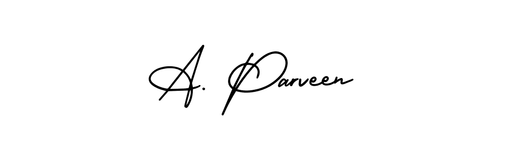 You should practise on your own different ways (AmerikaSignatureDemo-Regular) to write your name (A. Parveen) in signature. don't let someone else do it for you. A. Parveen signature style 3 images and pictures png