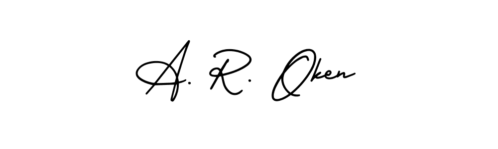 How to Draw A. R. Oken signature style? AmerikaSignatureDemo-Regular is a latest design signature styles for name A. R. Oken. A. R. Oken signature style 3 images and pictures png