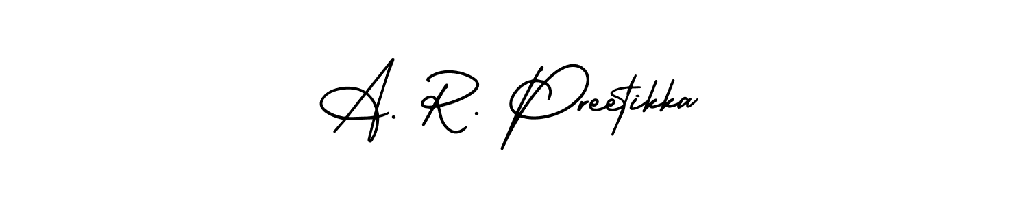 It looks lik you need a new signature style for name A. R. Preetikka. Design unique handwritten (AmerikaSignatureDemo-Regular) signature with our free signature maker in just a few clicks. A. R. Preetikka signature style 3 images and pictures png