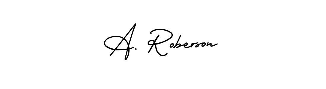 This is the best signature style for the A. Roberson name. Also you like these signature font (AmerikaSignatureDemo-Regular). Mix name signature. A. Roberson signature style 3 images and pictures png