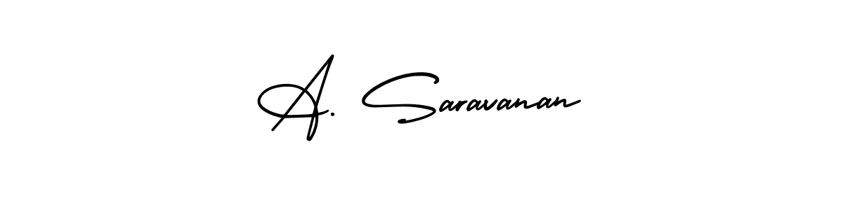 This is the best signature style for the A. Saravanan name. Also you like these signature font (AmerikaSignatureDemo-Regular). Mix name signature. A. Saravanan signature style 3 images and pictures png