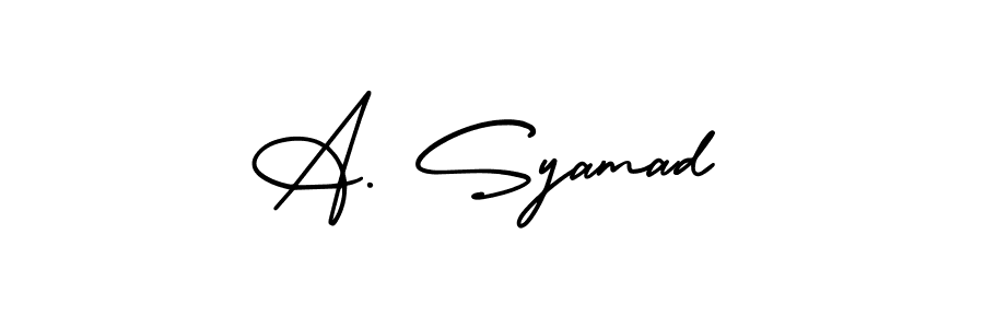 Also You can easily find your signature by using the search form. We will create A. Syamad name handwritten signature images for you free of cost using AmerikaSignatureDemo-Regular sign style. A. Syamad signature style 3 images and pictures png