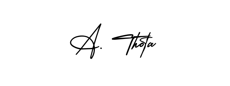 Design your own signature with our free online signature maker. With this signature software, you can create a handwritten (AmerikaSignatureDemo-Regular) signature for name A. Thota. A. Thota signature style 3 images and pictures png