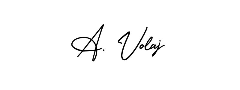 How to make A. Volaj name signature. Use AmerikaSignatureDemo-Regular style for creating short signs online. This is the latest handwritten sign. A. Volaj signature style 3 images and pictures png