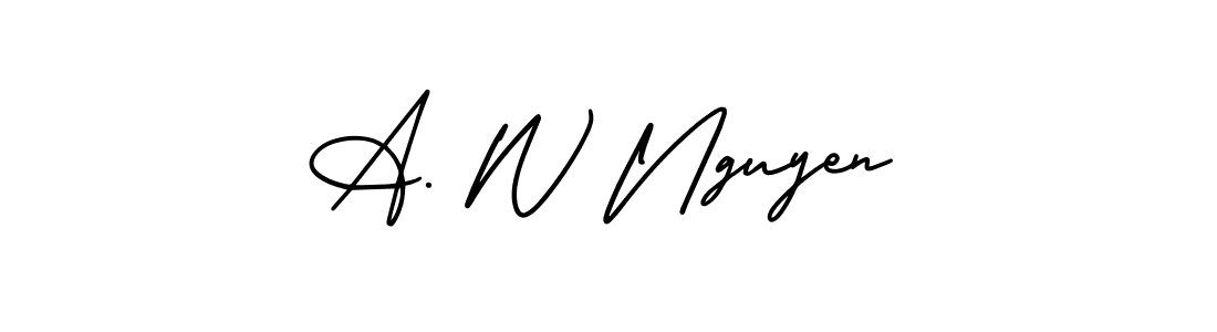 A. W Nguyen stylish signature style. Best Handwritten Sign (AmerikaSignatureDemo-Regular) for my name. Handwritten Signature Collection Ideas for my name A. W Nguyen. A. W Nguyen signature style 3 images and pictures png