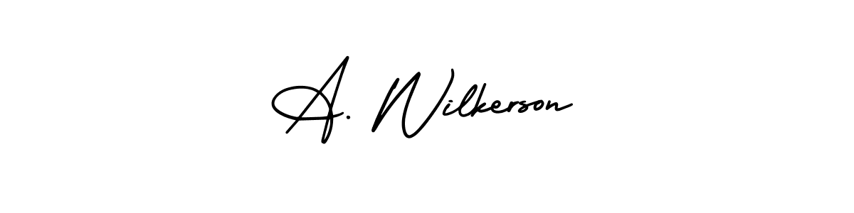 The best way (AmerikaSignatureDemo-Regular) to make a short signature is to pick only two or three words in your name. The name A. Wilkerson include a total of six letters. For converting this name. A. Wilkerson signature style 3 images and pictures png