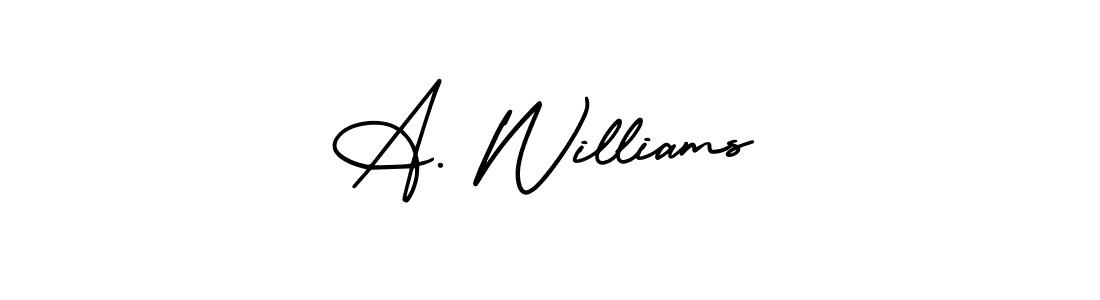 How to make A. Williams name signature. Use AmerikaSignatureDemo-Regular style for creating short signs online. This is the latest handwritten sign. A. Williams signature style 3 images and pictures png