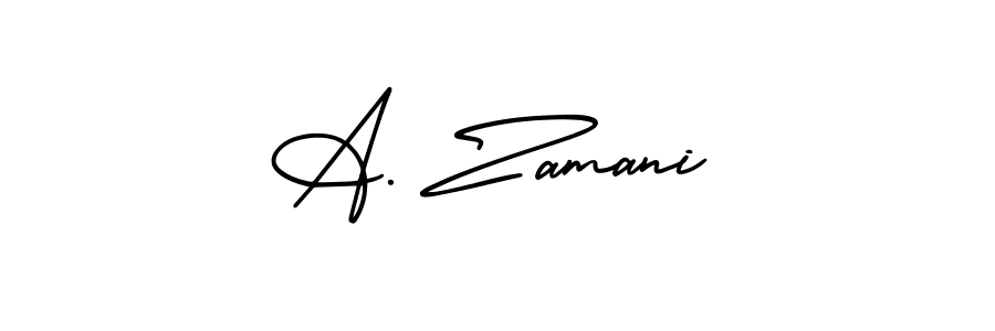 How to Draw A. Zamani signature style? AmerikaSignatureDemo-Regular is a latest design signature styles for name A. Zamani. A. Zamani signature style 3 images and pictures png