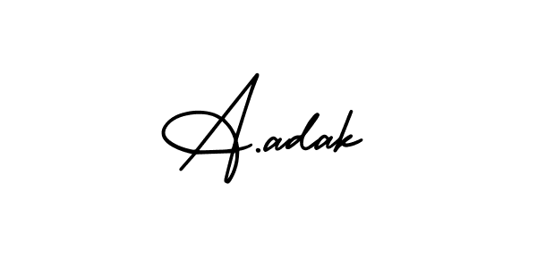 How to make A.adak name signature. Use AmerikaSignatureDemo-Regular style for creating short signs online. This is the latest handwritten sign. A.adak signature style 3 images and pictures png