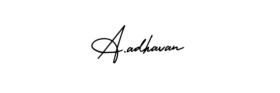 The best way (AmerikaSignatureDemo-Regular) to make a short signature is to pick only two or three words in your name. The name A.adhavan include a total of six letters. For converting this name. A.adhavan signature style 3 images and pictures png