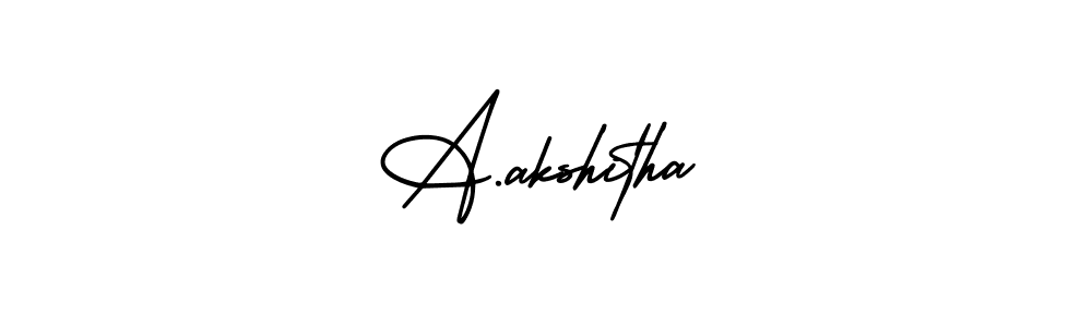 The best way (AmerikaSignatureDemo-Regular) to make a short signature is to pick only two or three words in your name. The name A.akshitha include a total of six letters. For converting this name. A.akshitha signature style 3 images and pictures png