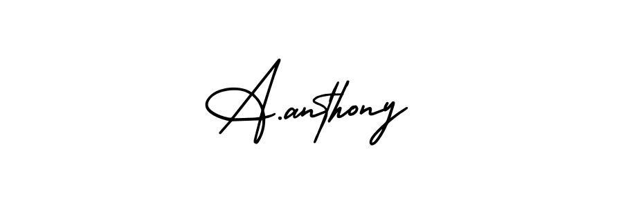 How to make A.anthony name signature. Use AmerikaSignatureDemo-Regular style for creating short signs online. This is the latest handwritten sign. A.anthony signature style 3 images and pictures png