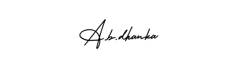 The best way (AmerikaSignatureDemo-Regular) to make a short signature is to pick only two or three words in your name. The name A.b.dhanka include a total of six letters. For converting this name. A.b.dhanka signature style 3 images and pictures png