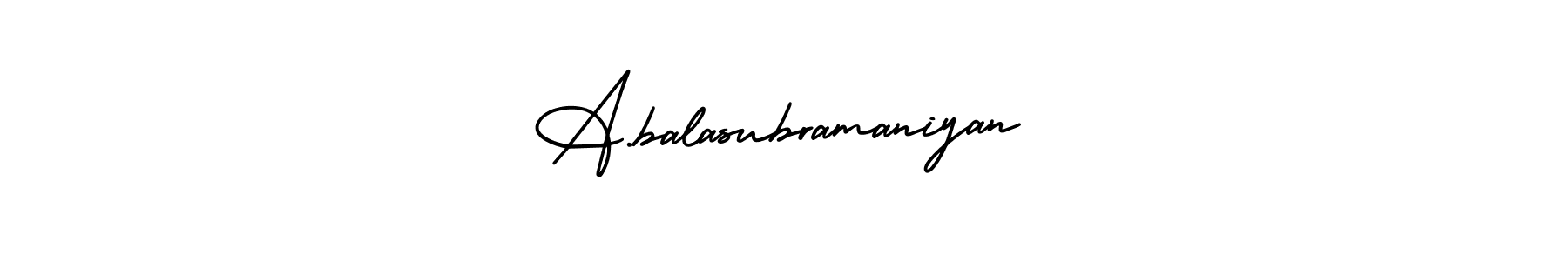This is the best signature style for the A.balasubramaniyan name. Also you like these signature font (AmerikaSignatureDemo-Regular). Mix name signature. A.balasubramaniyan signature style 3 images and pictures png
