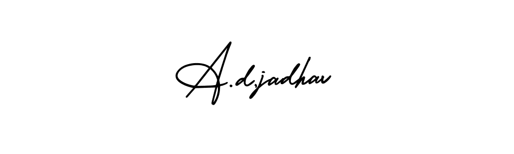 How to make A.d,jadhav name signature. Use AmerikaSignatureDemo-Regular style for creating short signs online. This is the latest handwritten sign. A.d,jadhav signature style 3 images and pictures png