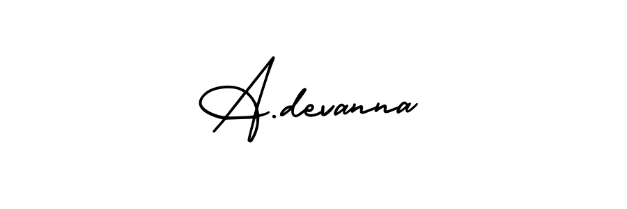 Make a beautiful signature design for name A.devanna. With this signature (AmerikaSignatureDemo-Regular) style, you can create a handwritten signature for free. A.devanna signature style 3 images and pictures png