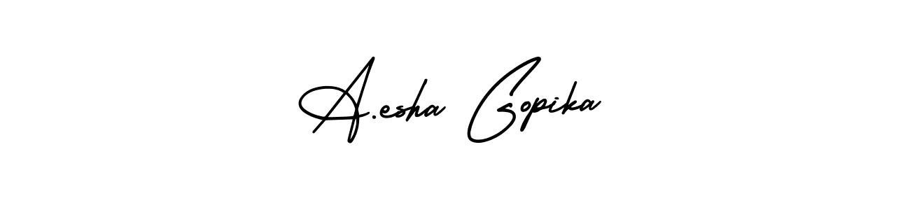The best way (AmerikaSignatureDemo-Regular) to make a short signature is to pick only two or three words in your name. The name A.esha Gopika include a total of six letters. For converting this name. A.esha Gopika signature style 3 images and pictures png