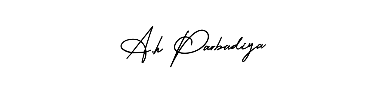 How to make A.h Parbadiya name signature. Use AmerikaSignatureDemo-Regular style for creating short signs online. This is the latest handwritten sign. A.h Parbadiya signature style 3 images and pictures png