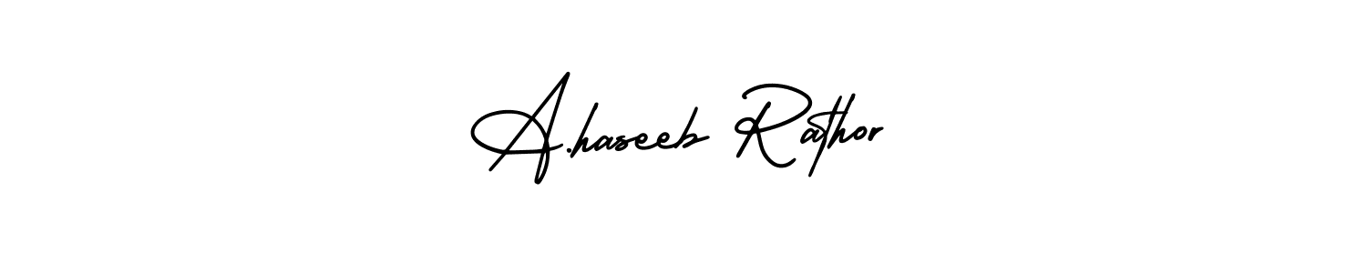 Similarly AmerikaSignatureDemo-Regular is the best handwritten signature design. Signature creator online .You can use it as an online autograph creator for name A.haseeb Rathor. A.haseeb Rathor signature style 3 images and pictures png