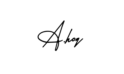 How to make A.hoq name signature. Use AmerikaSignatureDemo-Regular style for creating short signs online. This is the latest handwritten sign. A.hoq signature style 3 images and pictures png