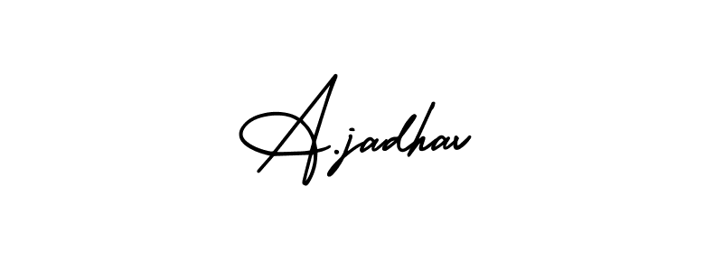 The best way (AmerikaSignatureDemo-Regular) to make a short signature is to pick only two or three words in your name. The name A.jadhav include a total of six letters. For converting this name. A.jadhav signature style 3 images and pictures png