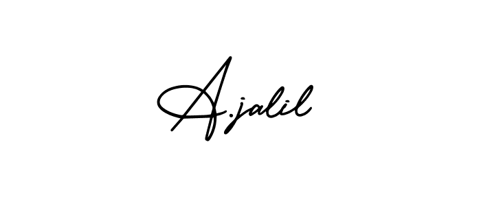 The best way (AmerikaSignatureDemo-Regular) to make a short signature is to pick only two or three words in your name. The name A.jalil include a total of six letters. For converting this name. A.jalil signature style 3 images and pictures png