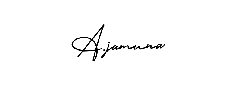 This is the best signature style for the A.jamuna name. Also you like these signature font (AmerikaSignatureDemo-Regular). Mix name signature. A.jamuna signature style 3 images and pictures png