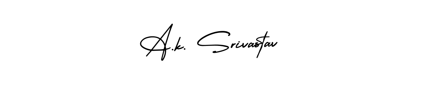 You should practise on your own different ways (AmerikaSignatureDemo-Regular) to write your name (A.k. Srivastav) in signature. don't let someone else do it for you. A.k. Srivastav signature style 3 images and pictures png