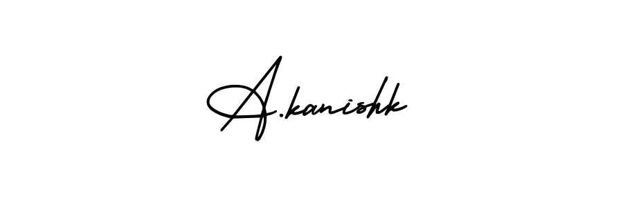This is the best signature style for the A.kanishk name. Also you like these signature font (AmerikaSignatureDemo-Regular). Mix name signature. A.kanishk signature style 3 images and pictures png