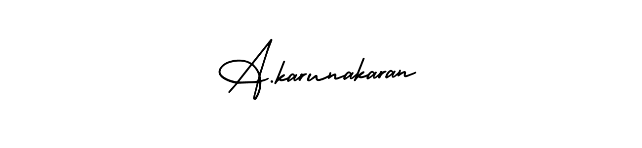 The best way (AmerikaSignatureDemo-Regular) to make a short signature is to pick only two or three words in your name. The name A.karunakaran include a total of six letters. For converting this name. A.karunakaran signature style 3 images and pictures png