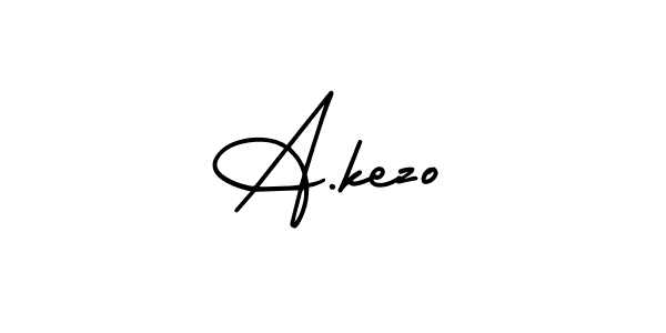 How to make A.kezo name signature. Use AmerikaSignatureDemo-Regular style for creating short signs online. This is the latest handwritten sign. A.kezo signature style 3 images and pictures png