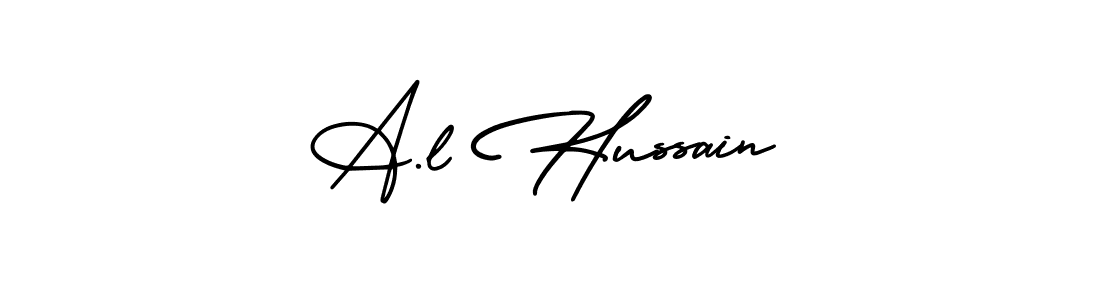 How to make A.l Hussain name signature. Use AmerikaSignatureDemo-Regular style for creating short signs online. This is the latest handwritten sign. A.l Hussain signature style 3 images and pictures png