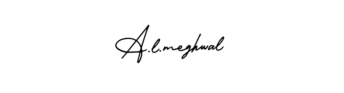 This is the best signature style for the A.l.meghwal name. Also you like these signature font (AmerikaSignatureDemo-Regular). Mix name signature. A.l.meghwal signature style 3 images and pictures png