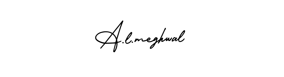 How to Draw A.l.meghwal signature style? AmerikaSignatureDemo-Regular is a latest design signature styles for name A.l.meghwal. A.l.meghwal signature style 3 images and pictures png