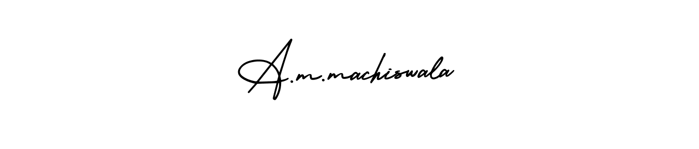 This is the best signature style for the A.m.machiswala name. Also you like these signature font (AmerikaSignatureDemo-Regular). Mix name signature. A.m.machiswala signature style 3 images and pictures png