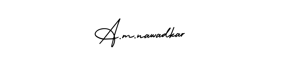 if you are searching for the best signature style for your name A.m.nawadkar. so please give up your signature search. here we have designed multiple signature styles  using AmerikaSignatureDemo-Regular. A.m.nawadkar signature style 3 images and pictures png