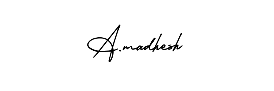 You should practise on your own different ways (AmerikaSignatureDemo-Regular) to write your name (A.madhesh) in signature. don't let someone else do it for you. A.madhesh signature style 3 images and pictures png