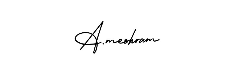 The best way (AmerikaSignatureDemo-Regular) to make a short signature is to pick only two or three words in your name. The name A.meshram include a total of six letters. For converting this name. A.meshram signature style 3 images and pictures png