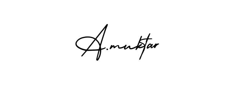 How to make A.muktar name signature. Use AmerikaSignatureDemo-Regular style for creating short signs online. This is the latest handwritten sign. A.muktar signature style 3 images and pictures png