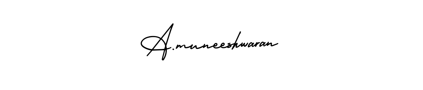 This is the best signature style for the A.muneeshwaran name. Also you like these signature font (AmerikaSignatureDemo-Regular). Mix name signature. A.muneeshwaran signature style 3 images and pictures png