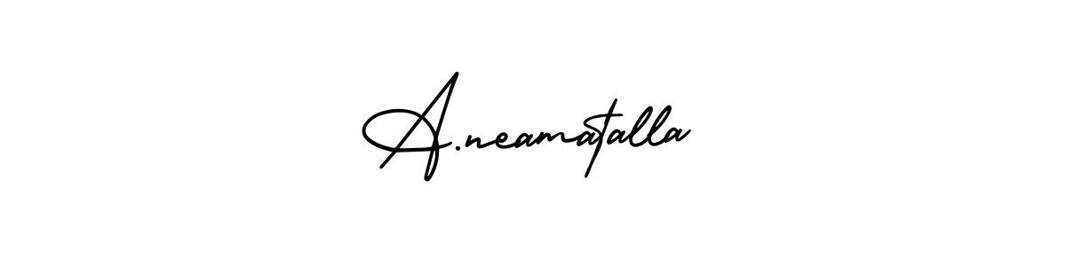 How to make A.neamatalla name signature. Use AmerikaSignatureDemo-Regular style for creating short signs online. This is the latest handwritten sign. A.neamatalla signature style 3 images and pictures png