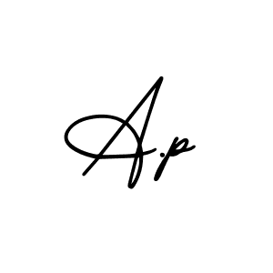 The best way (AmerikaSignatureDemo-Regular) to make a short signature is to pick only two or three words in your name. The name A.p include a total of six letters. For converting this name. A.p signature style 3 images and pictures png
