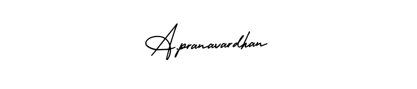 AmerikaSignatureDemo-Regular is a professional signature style that is perfect for those who want to add a touch of class to their signature. It is also a great choice for those who want to make their signature more unique. Get A.pranavardhan name to fancy signature for free. A.pranavardhan signature style 3 images and pictures png