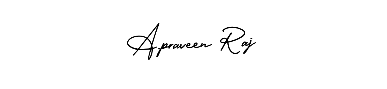 You should practise on your own different ways (AmerikaSignatureDemo-Regular) to write your name (A.praveen Raj) in signature. don't let someone else do it for you. A.praveen Raj signature style 3 images and pictures png